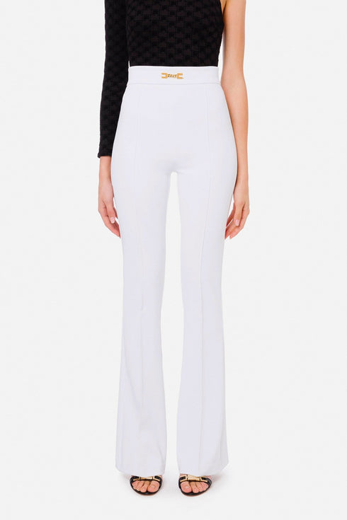 Pantalone Donna a zampa in doppio crepe Avorio ELISABETTA FRANCHI- Francavilla Moda
